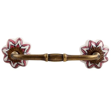 Pink Dahlia Medium Ceramic Bridge Handle